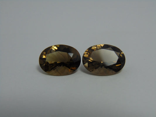 Par de quartzo (esfumaçado) de 15,50 cts