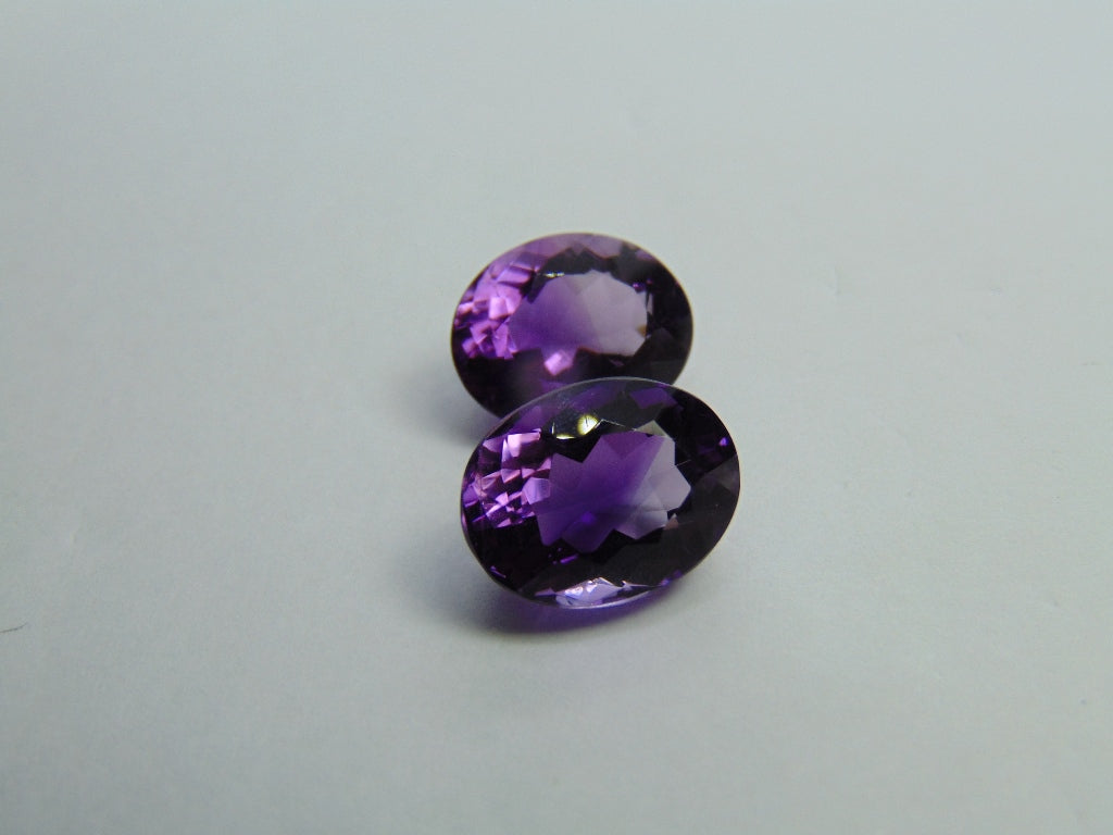 19.19ct Amethyst Bicolor Pair 15x13mm