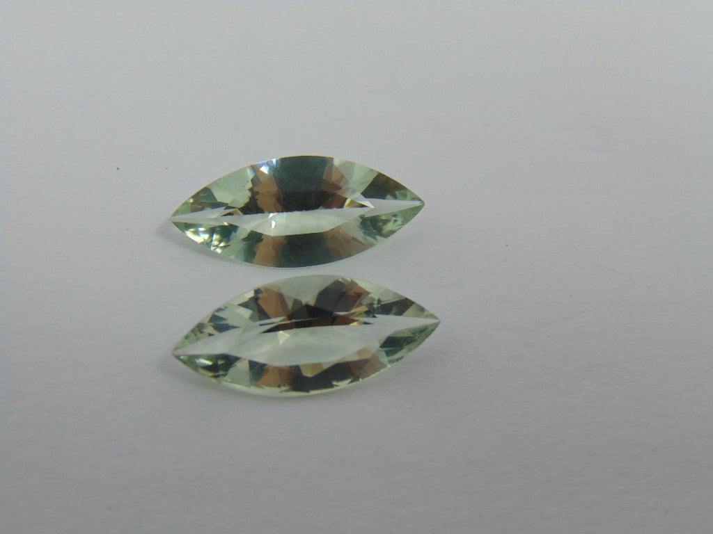 Par de prasiolita 11,10ct 21x9mm