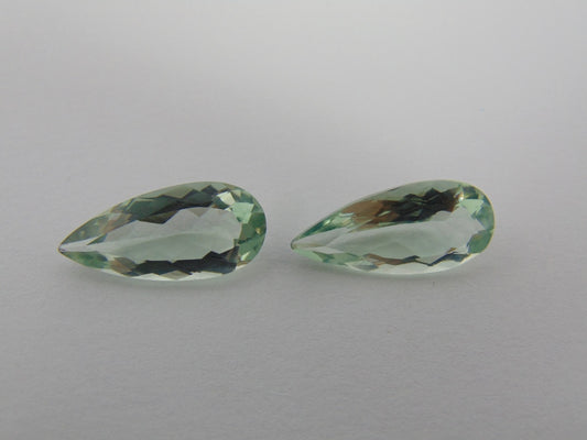 Par de prasiolita 12,40ct 20x9mm
