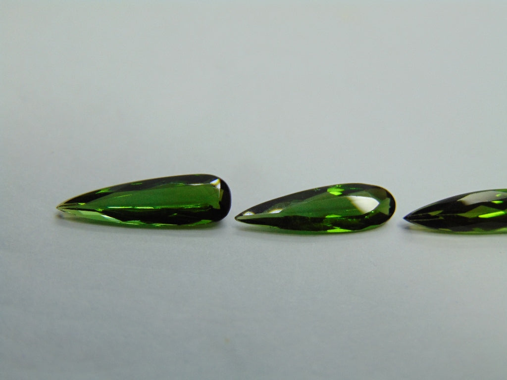 3.85ct Tourmaline 5x4mmm 14x4mm 12x3.5mm 12.5x4mm