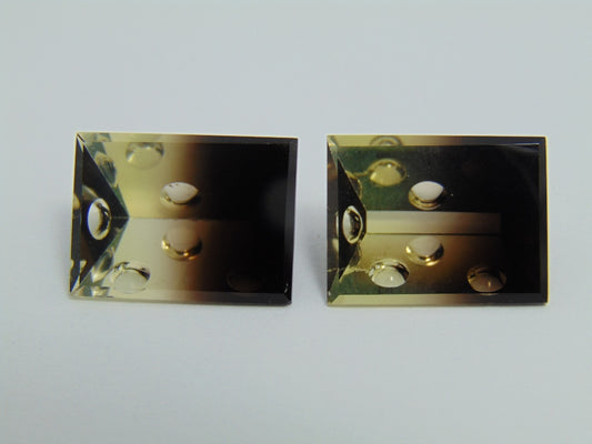 34cts Quartz Bicolor (Bubble) Pair