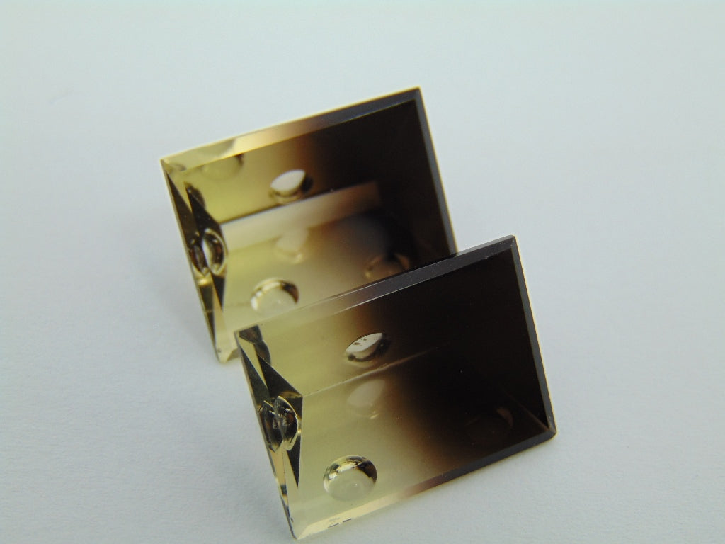 Par de quartzo bicolor (bolha) de 34 cts