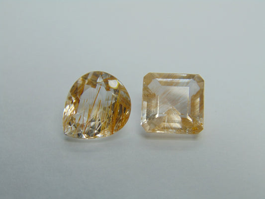 Topázio 11,75 ct com rutilo dourado 12x11mm 10mm