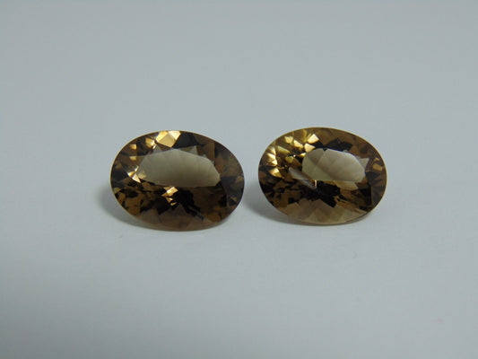 Par de quartzo (esfumaçado) de 15,20 cts