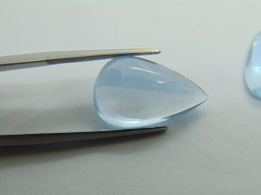 10.24ct Aquamarine Cabochon Bicolor 18x11mm 15x7mm