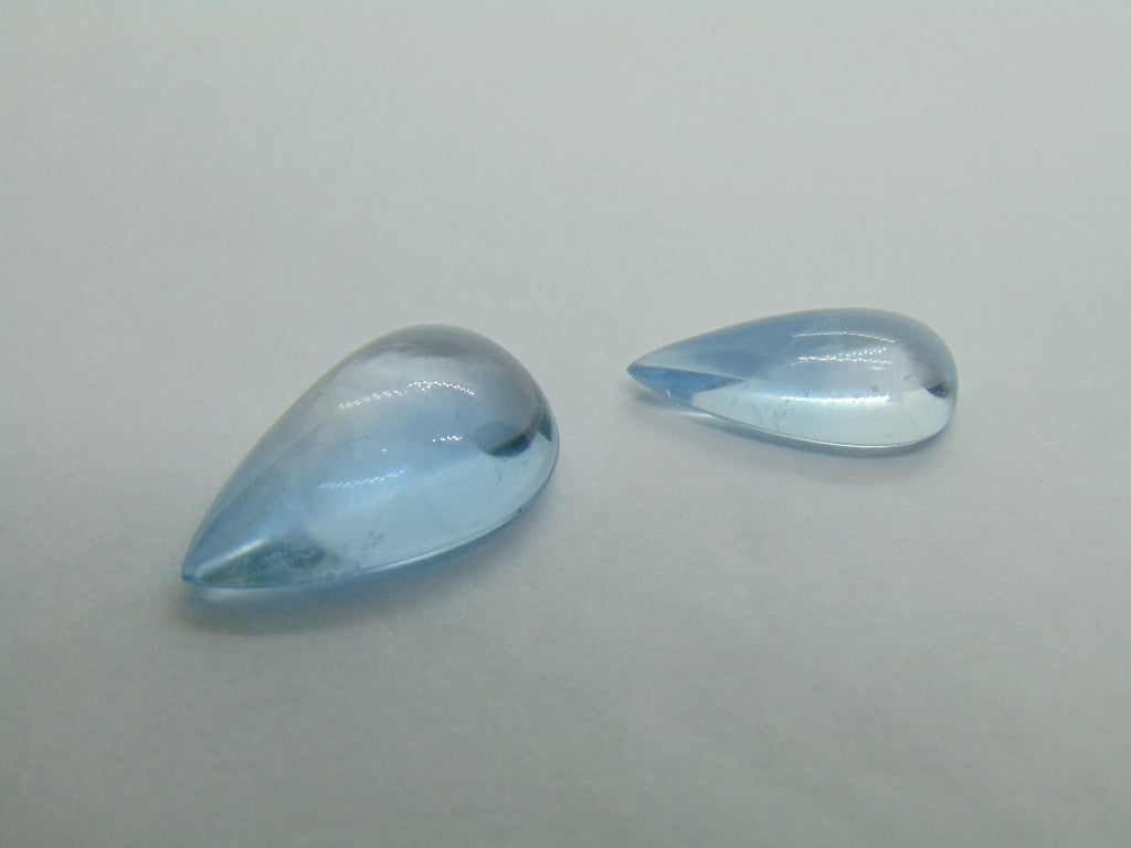 10.24ct Água-marinha Bicolor Cabochão 18x11mm 15x7mm