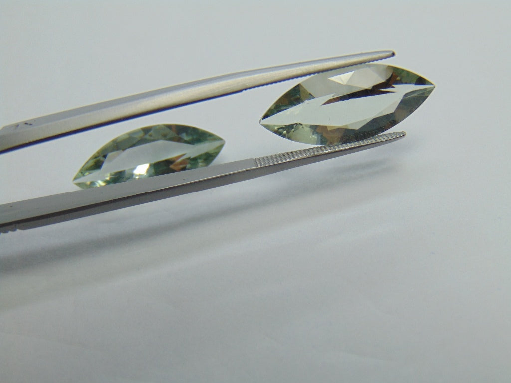 Par de prasiolita 11,24 ct 21x9 mm