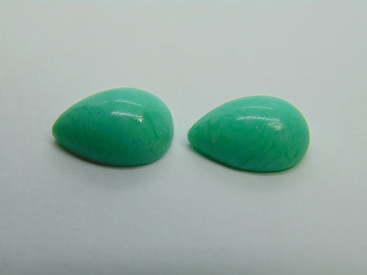 15ct Chrysoprase Cabochon Pair 16x11mm