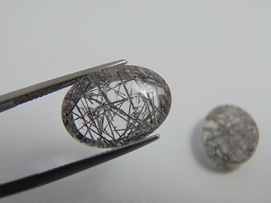 Par de inclusão de quartzo 22 quilates 18x12mm