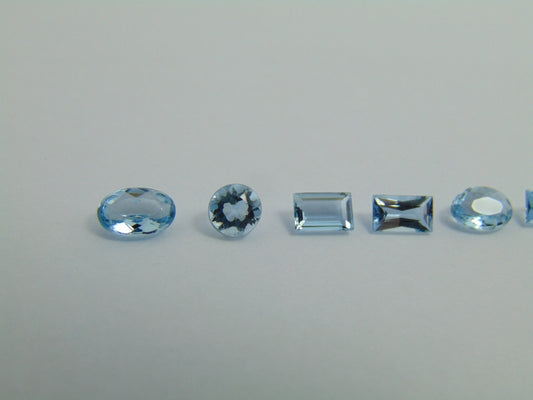2.08ct Água-marinha 5x4mm 6x4mm 4mm 4,5x3mm 5x3mm 5x3mm 5x3mm