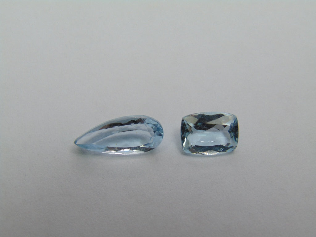 3.90ct Água-marinha 14x6mm 9x6mm