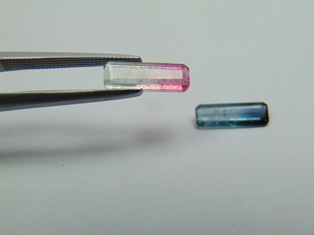 1.75ct Tourmaline Bicolor 11x4mm 10x3mm