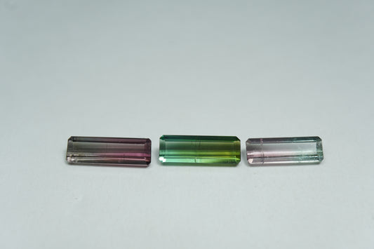 3.80ct Turmalina bicolor 12x4mm / 11x4mm / 10.5x3.5mm