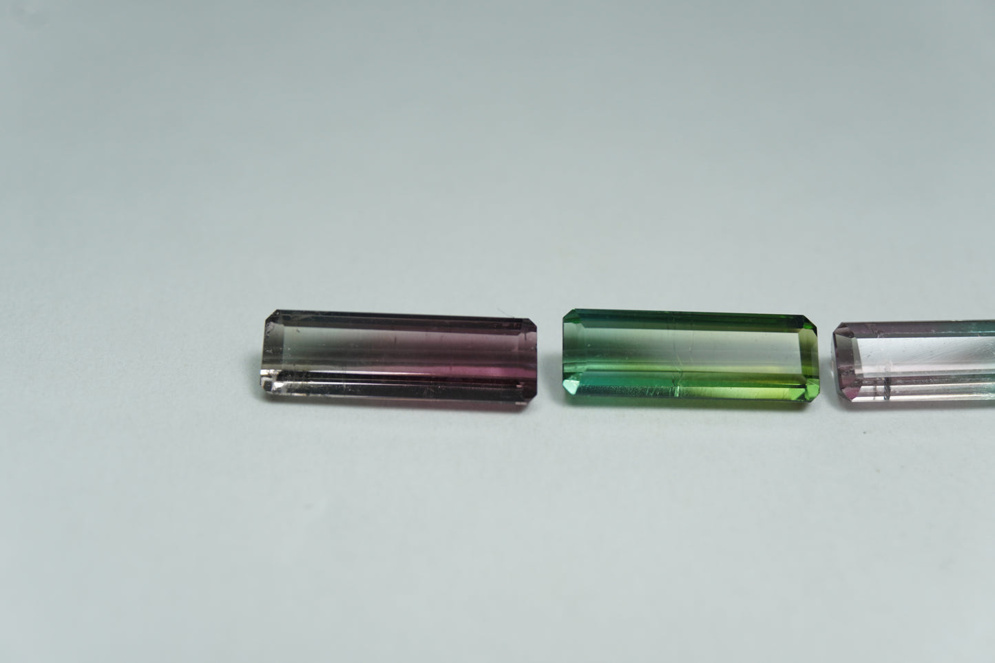3.80ct Tourmaline bicolor 12x4mm / 11x4mm / 10.5x3.5mm
