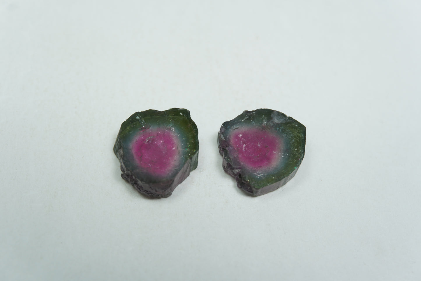 9.87ct Watermelon tourmalines 12x11mm / 11x10.5mm