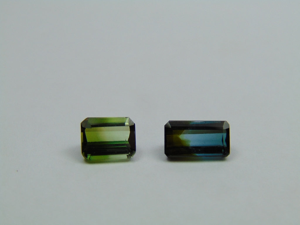 3.30ct Turmalina Bicolor 7x6mm 9x5mm