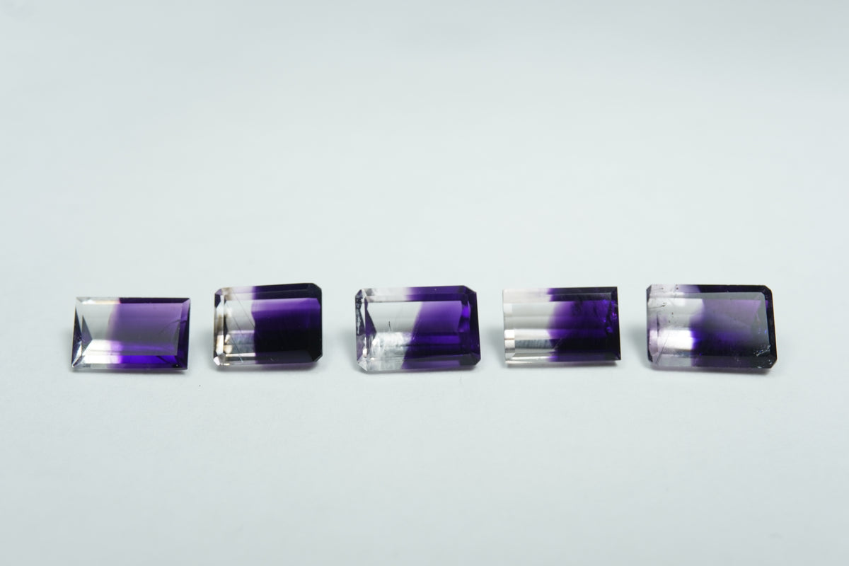 9.35ct Ametistas bicolores 10x6.5mm / 9.5x6.5mm / 8.5x6mm / 9x6mm / 9x6mm