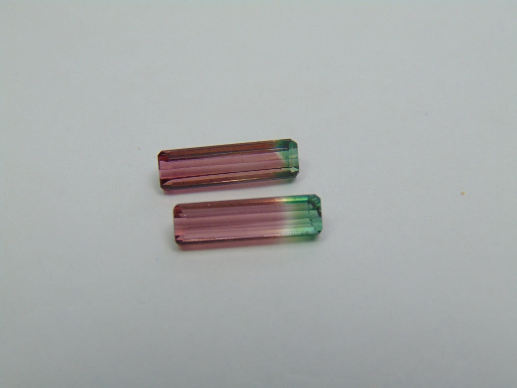 3.05ct Tourmaline Bicolor Pair 12x3mm