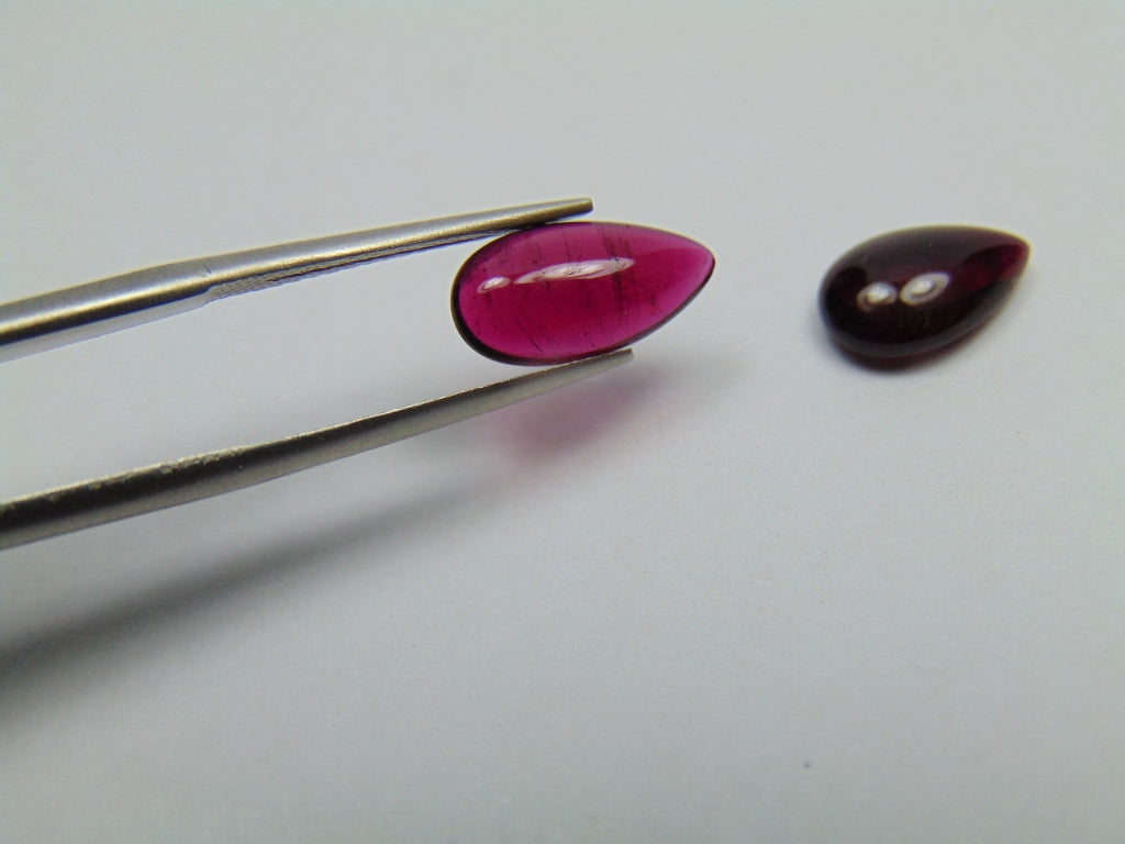 3.95ct Rubellite Cabochon 11x7mm 12x6mm