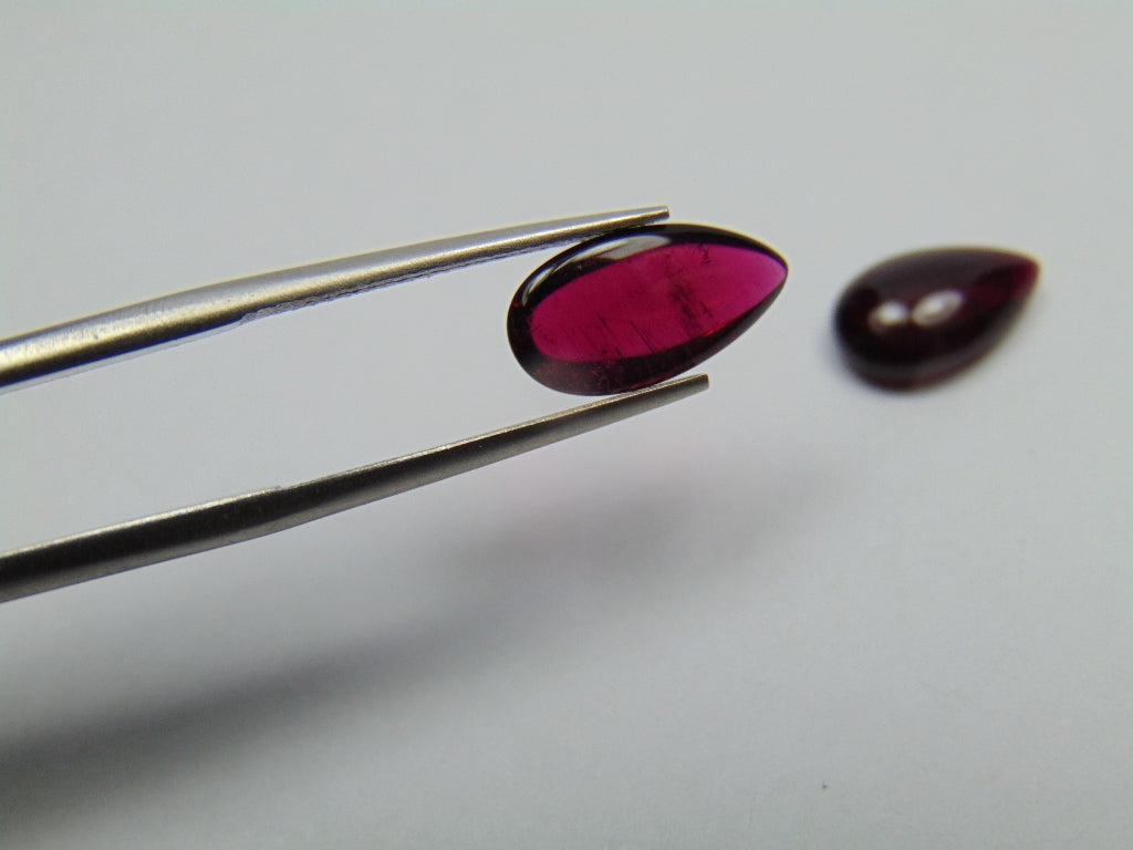 3.95ct Rubellite Cabochon 11x7mm 12x6mm