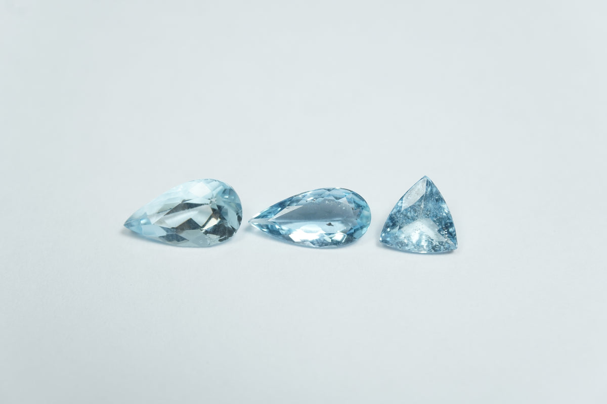 2.40ct Água-marinha 10x5.5mm / 10x5mm / 6mm