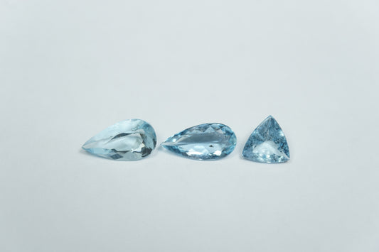 2.40ct Água-marinha 10x5.5mm / 10x5mm / 6mm