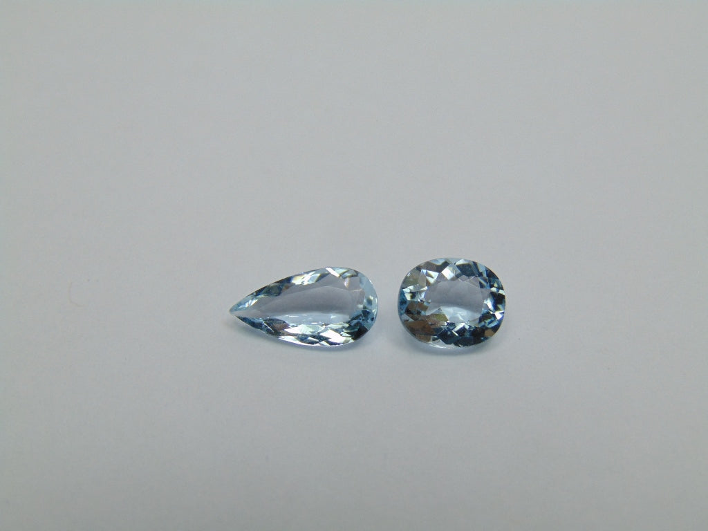 2.68ct Água-marinha 11x6mm 8x7mm