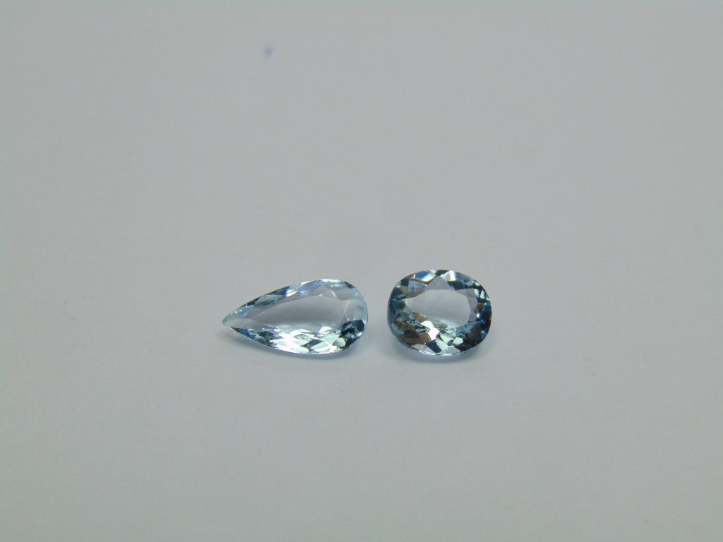 2.68ct Água-marinha 11x6mm 8x7mm