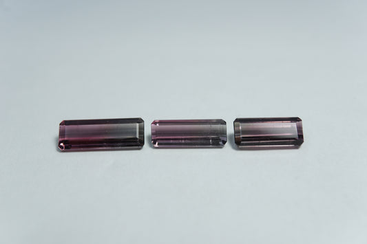 4.30ct Turmalina bicolor 12x4.5mm / 11x4mm / 10x4mm