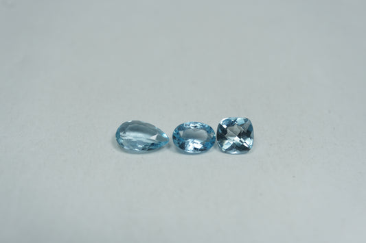 0.90ct Água-marinha 6x4mm / 3x3.5mm / 4mm