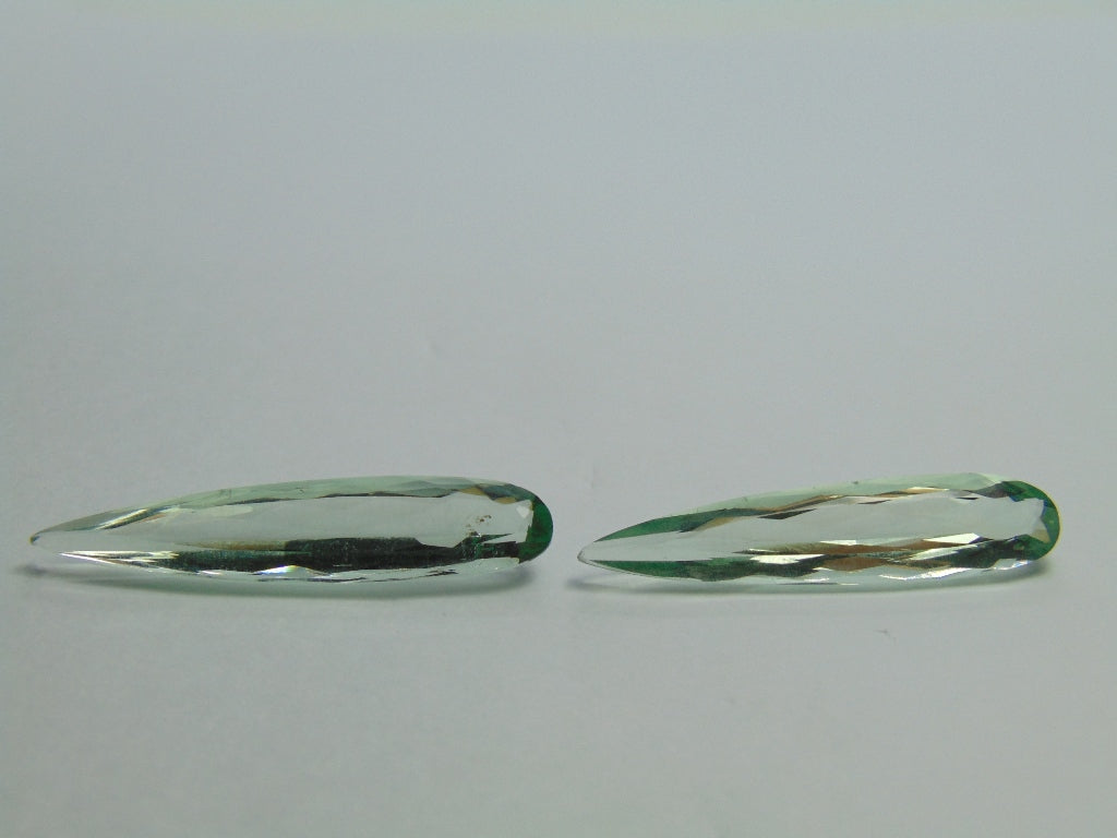 Par de Prasiolita 19ct 37x8mm