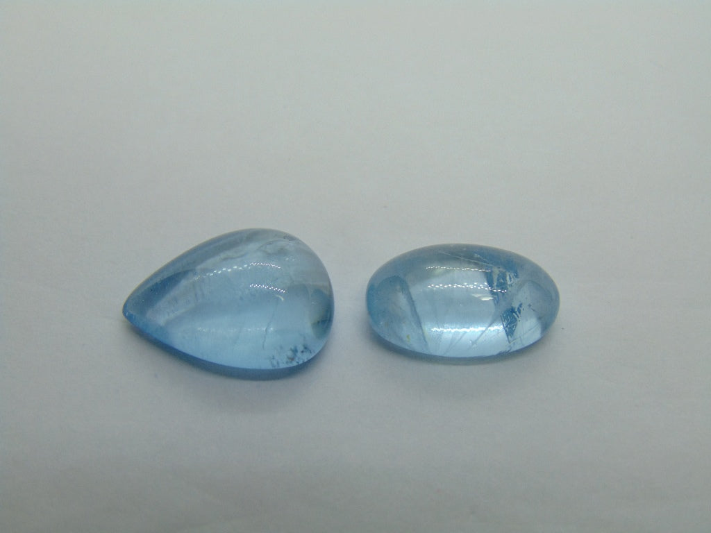 14.75ct Aquamarine Cabochon 16x12mm 15x9mm