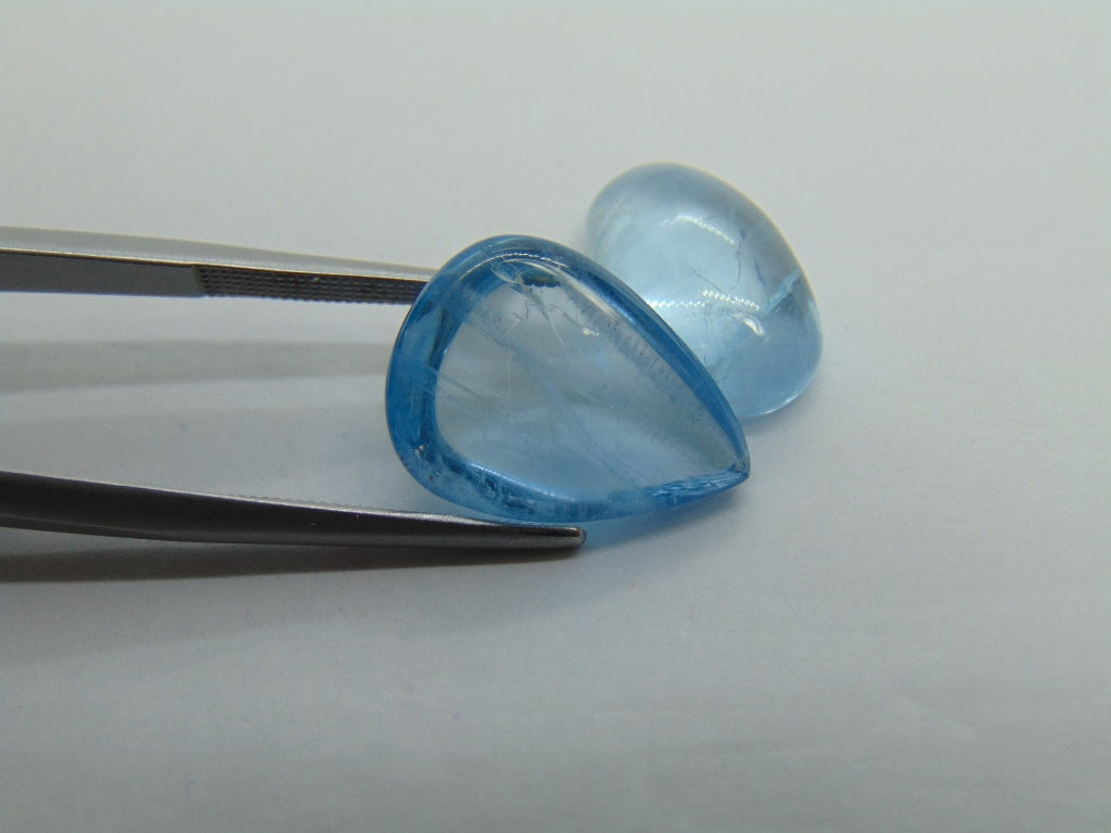 14.75ct Aquamarine Cabochon 16x12mm 15x9mm