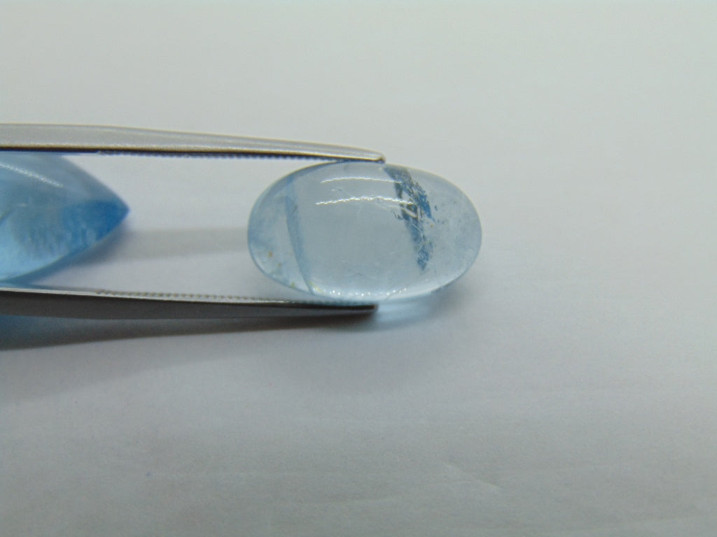 14.75ct Aquamarine Cabochon 16x12mm 15x9mm