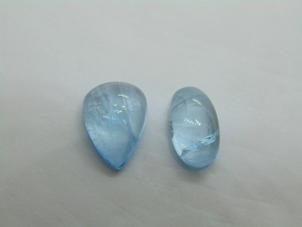 14.75ct Aquamarine Cabochon 16x12mm 15x9mm