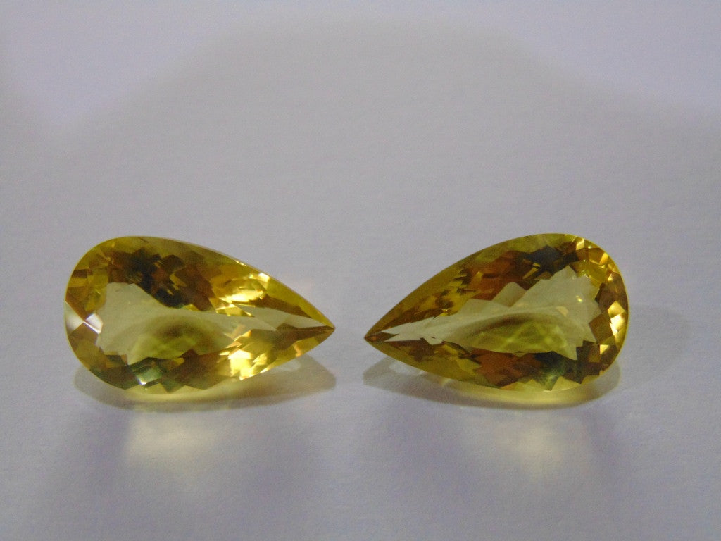 35.50ct Quartz (Green Gold) Pair