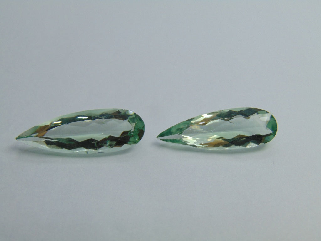 Par de prasiolita 14,60ct 25x8mm