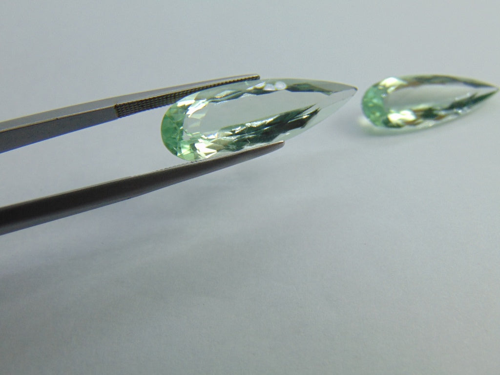 Par de prasiolita 14,60ct 25x8mm