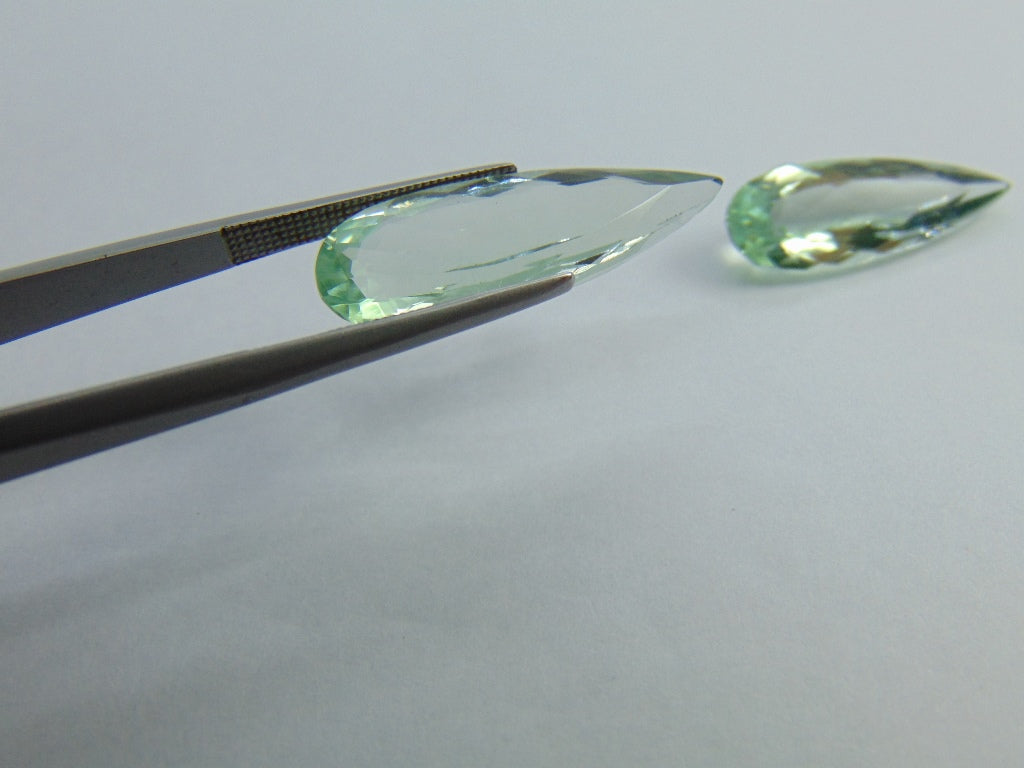 Par de prasiolita 14,60ct 25x8mm