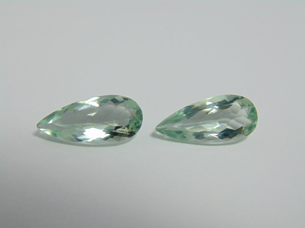 Par de prasiolita 12,40ct 20x9mm