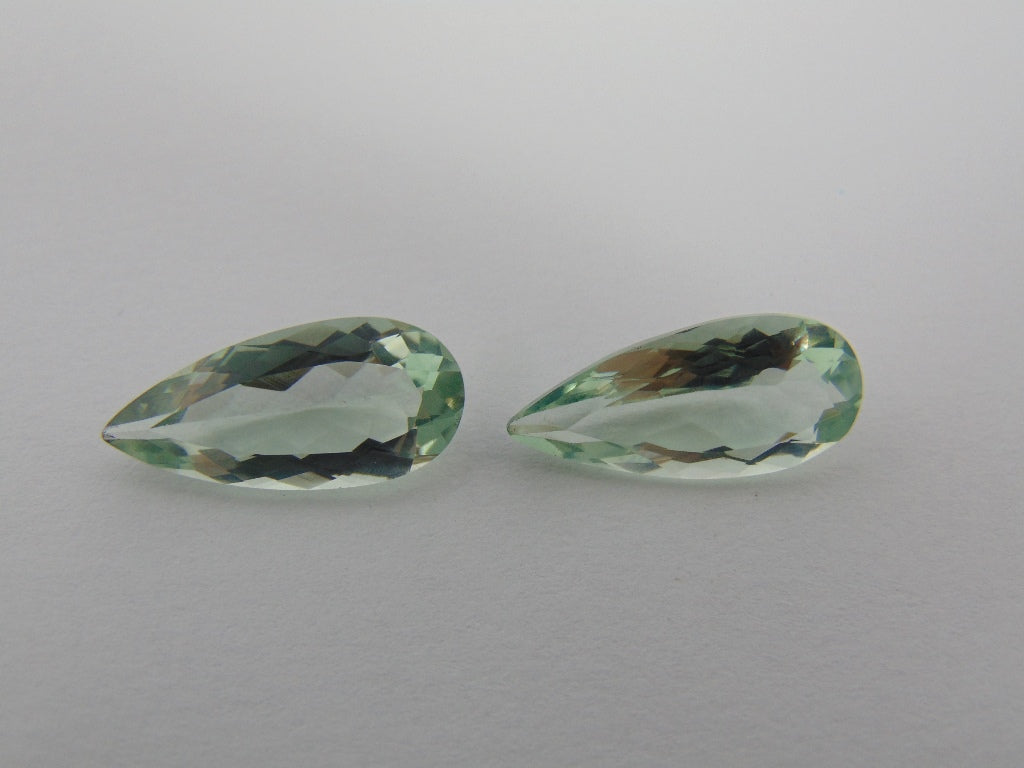 Par de prasiolita 12,40ct 20x9mm