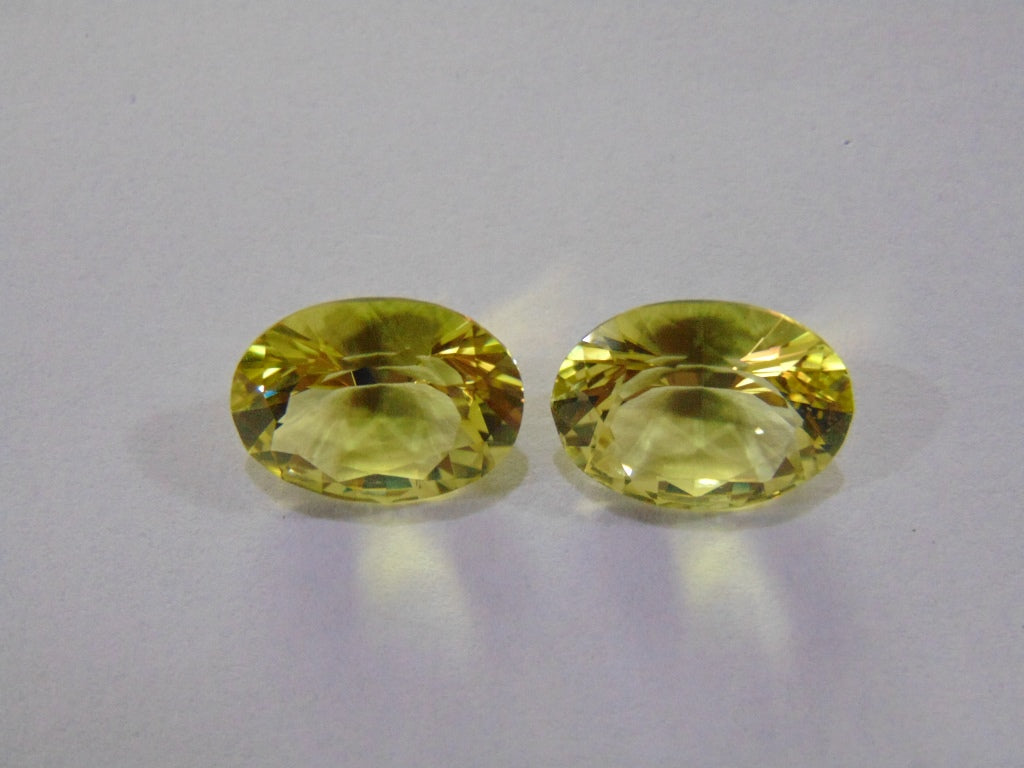 Par de quartzo (ouro verde) de 15,50 quilates