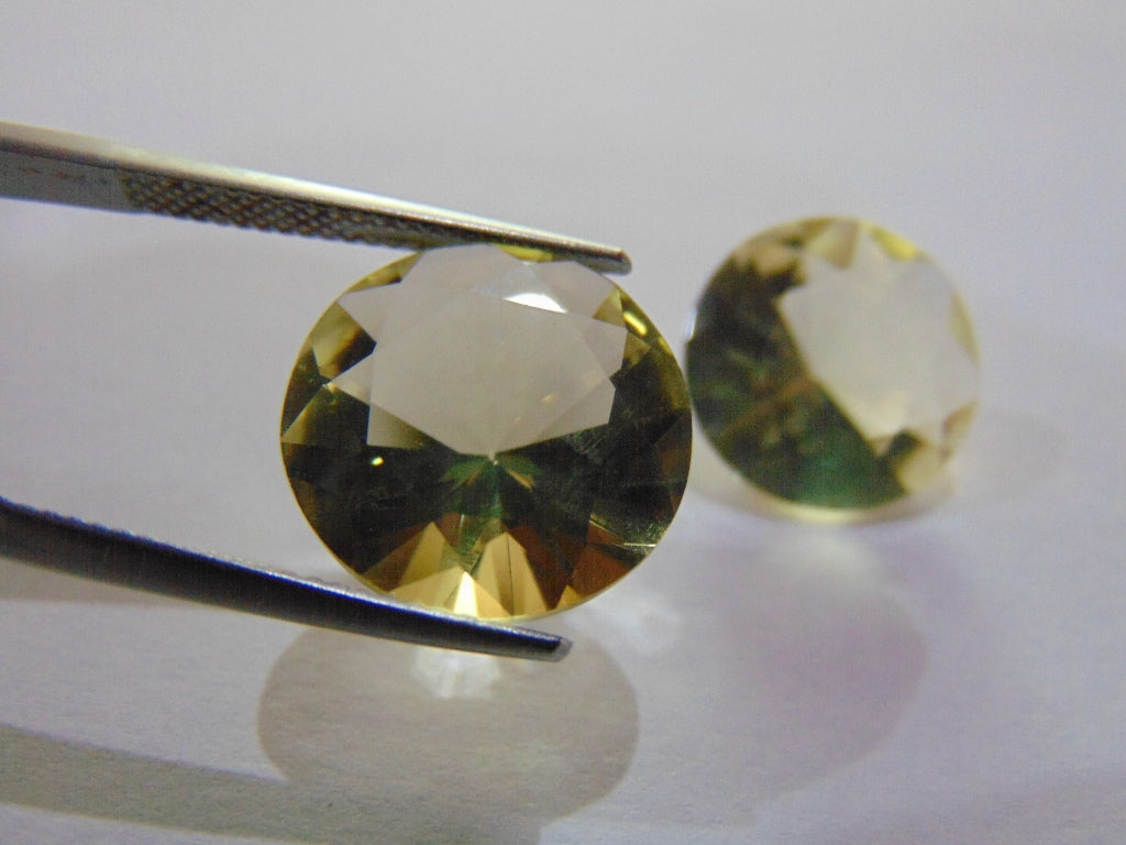 15.10ct Quartz (Green Gold) Pair