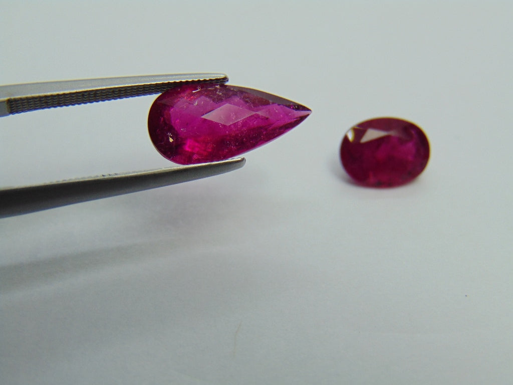 3.90ct Rubellite 14x7mm 9x6mm