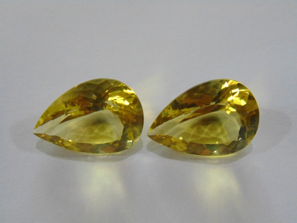 39.50ct Quartz Green Gold Pair 23x16mm