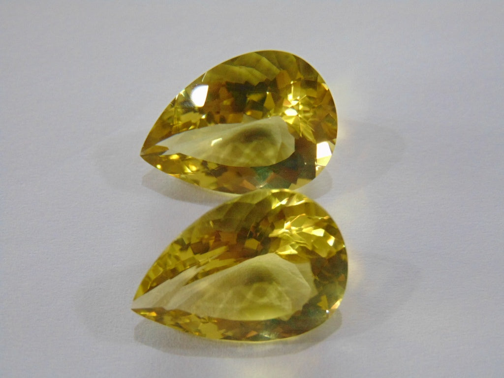 Par de ouro verde quartzo 39,50 quilates 23 x 16 mm