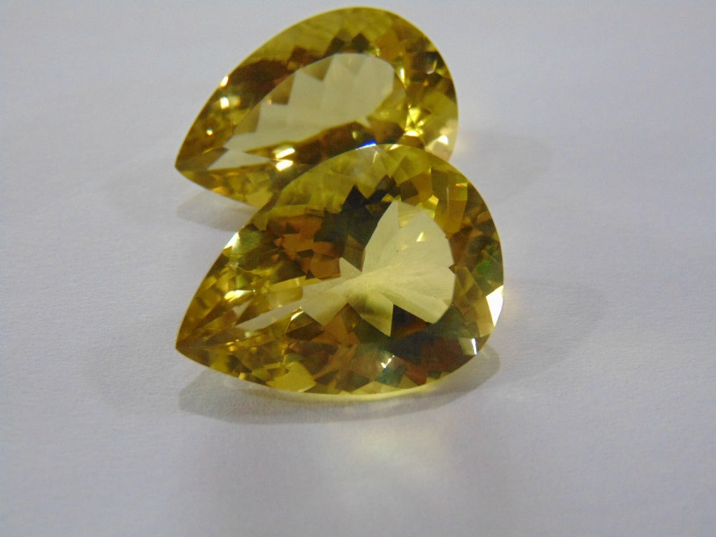 39.50ct Quartz Green Gold Pair 23x16mm