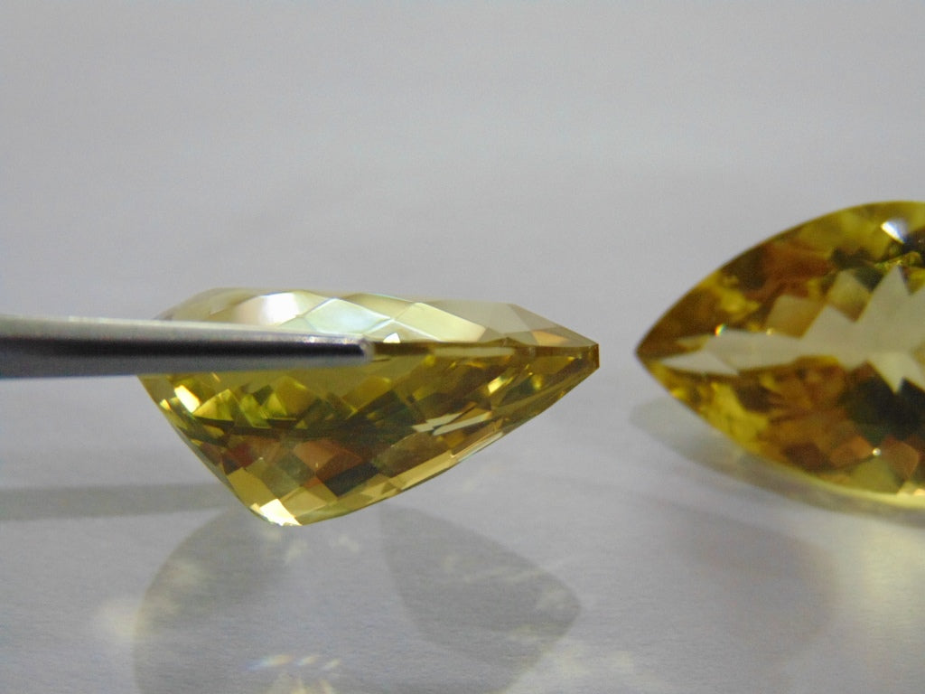 39.50ct Quartz Green Gold Pair 23x16mm