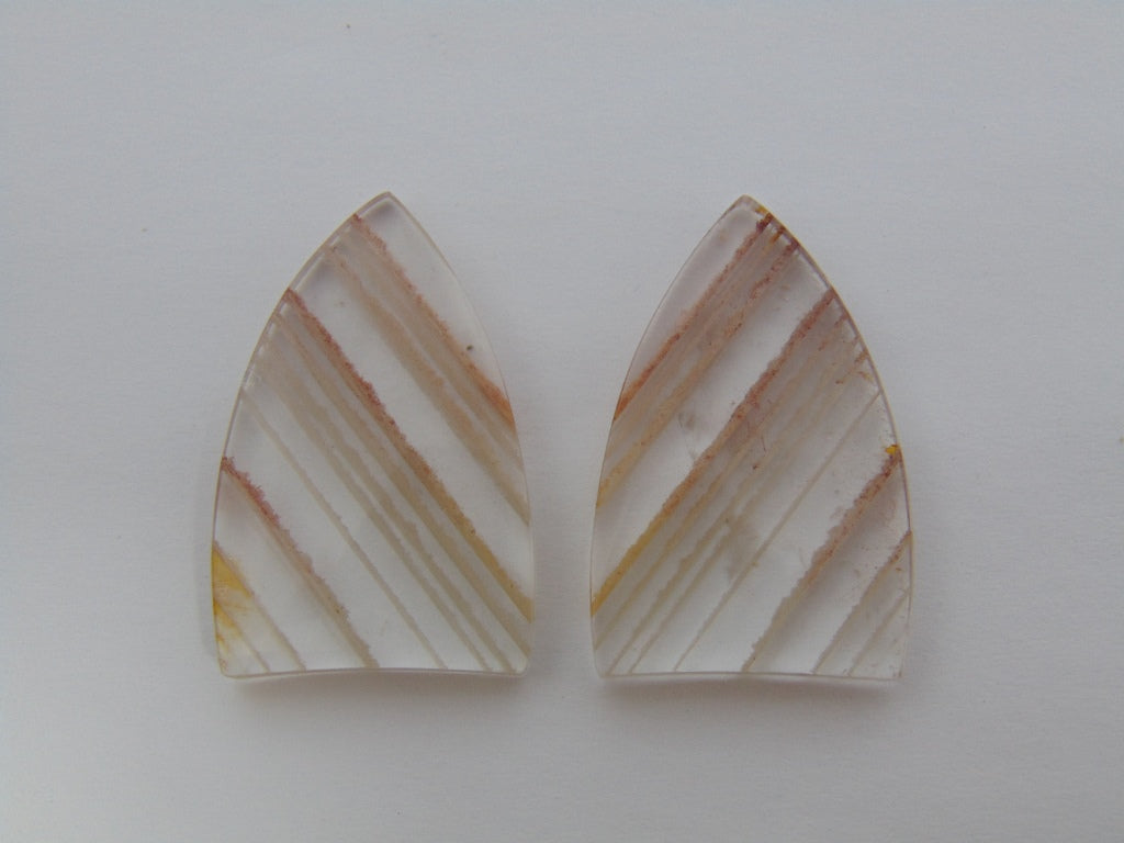 58.60cts Quartz Inclusion Pair 32x21mm